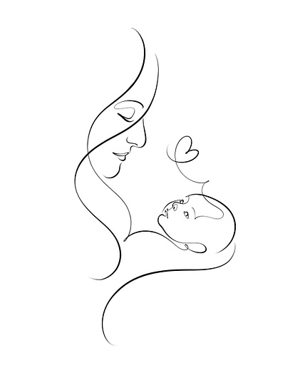 Mother and baby line art abstract line art animation canada continuous line art custom line art fine line art gift idea hand made illustration illustration art loveinlines mamury outline pet reels tattoo ui unique gift usa victor line art