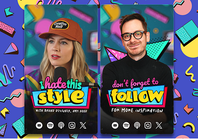 90's Style Thumbnails 90s amy hood brand design colorful design podcast reel retro shapes thumbnail