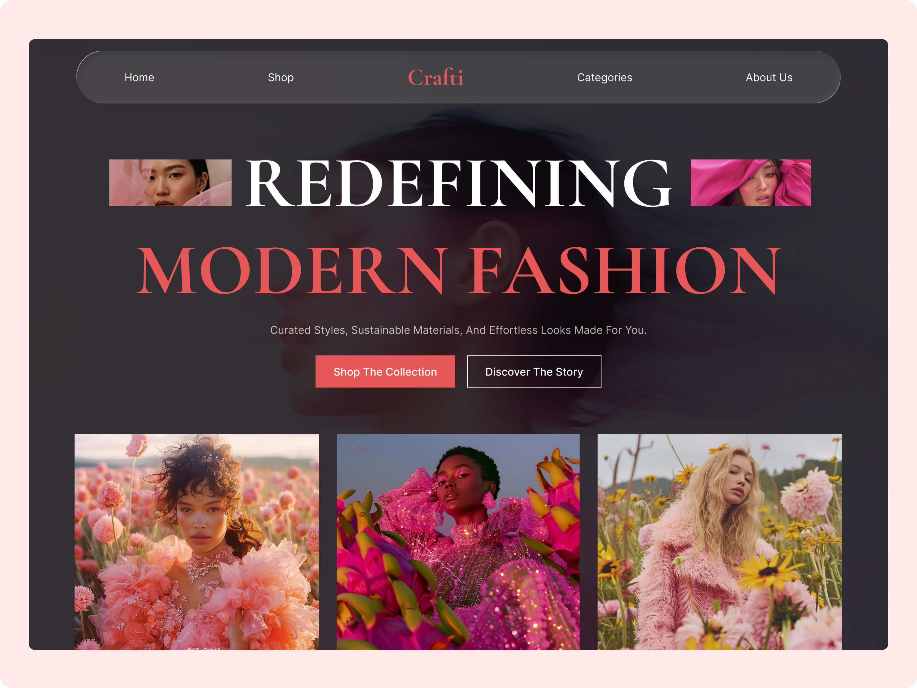 Fashion Website Design 3d animation app branding design graphic design illustration logo motion graphics typography ui ux vector