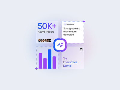 Stock.ai — AI-Powered Trading Illustration aiinsights analyticsdashboard dashboardui datavisualization financeapp fintechdesign illustration investmentapp minimalui productdesign stockai tradingapp uxuidesign