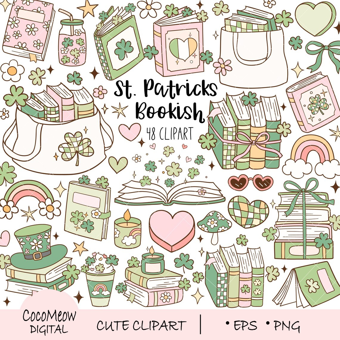 Groovy St patricks bookish clipart awareness business coronavirus digital handwashing health hygiene illustration marketing mask medical nohandshake prevention protection safety sanitizer startup strategy vector virus