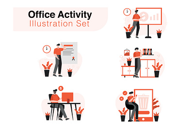 Office Activity Illustration Set success