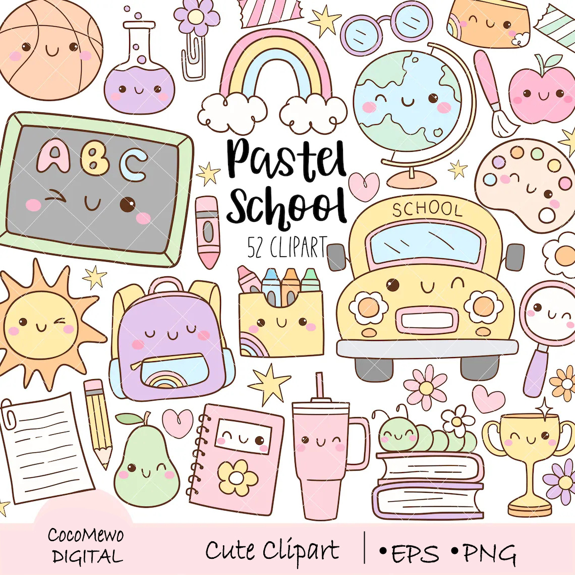 Pastel school clipart Back to school bath break breathing calm flower flowers heart hydration illustration journaling meditation mentalhealth mindfulness peace relaxation selfcare sleep therapy wellness