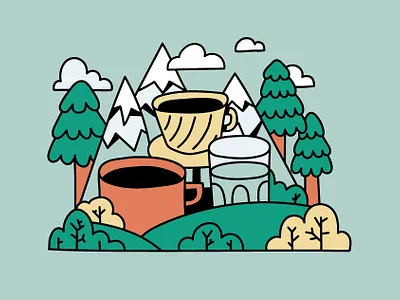 Coffee soul animation branding cafe coffee cup flat forest glass graphic design illustration logo menu mug nature typography vector water