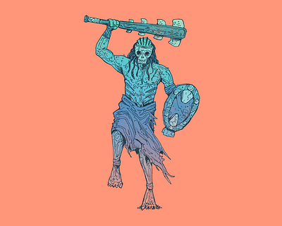 Reckless - Inktober day 8 art aztek cartoon character character design design drawing illustration inktober inktober 2025 mayan mexico tribal warrior