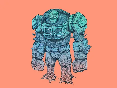 Heavy - Inktober day 9 art cartoon character character design design drawing giant golem heavy illustration inktober inktober 2025 mayan rock