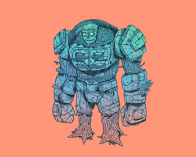 Heavy - Inktober day 9 art cartoon character character design design drawing giant golem heavy illustration inktober inktober 2025 mayan rock