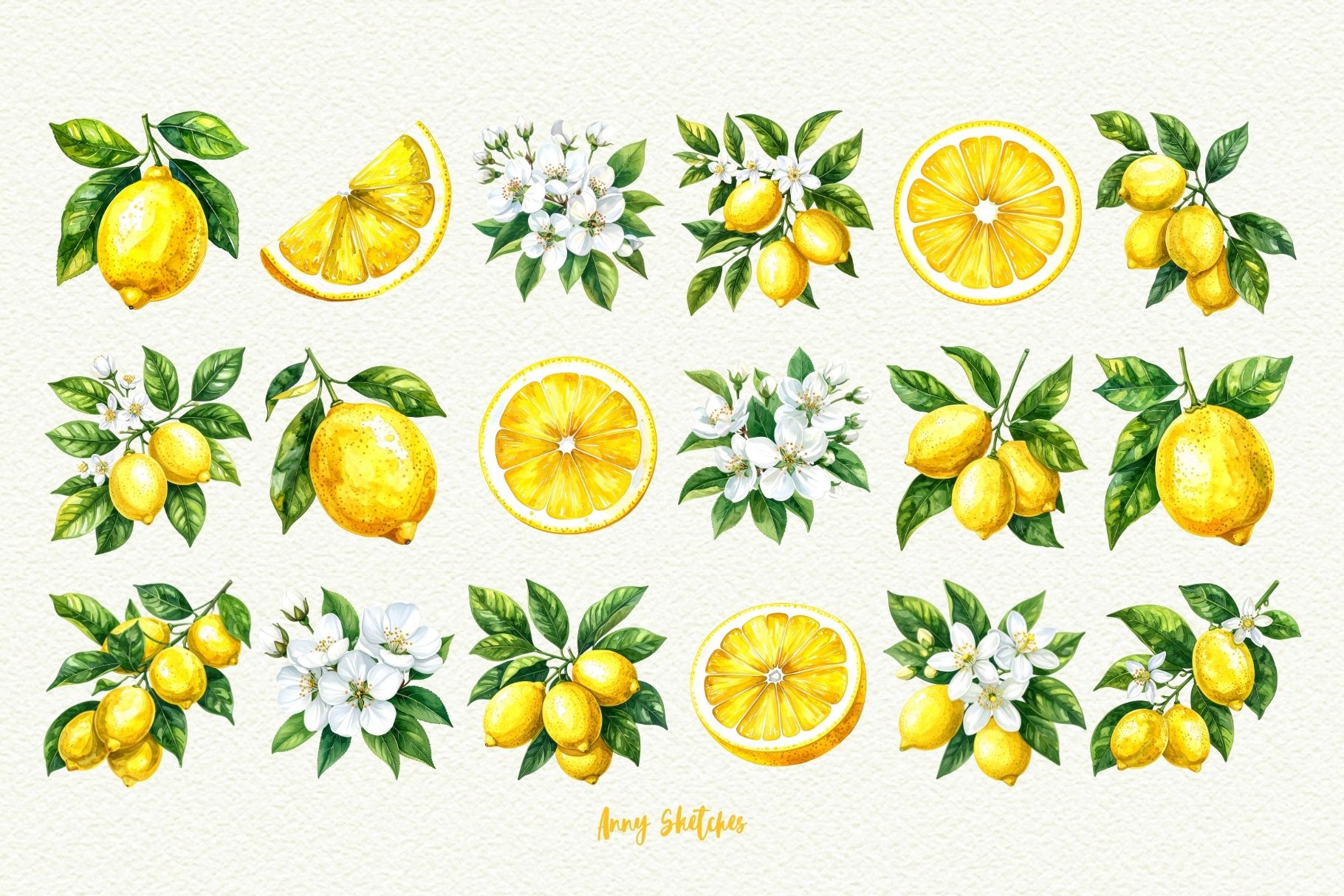 Example of Watercolor Clipart Set — 10 Elements