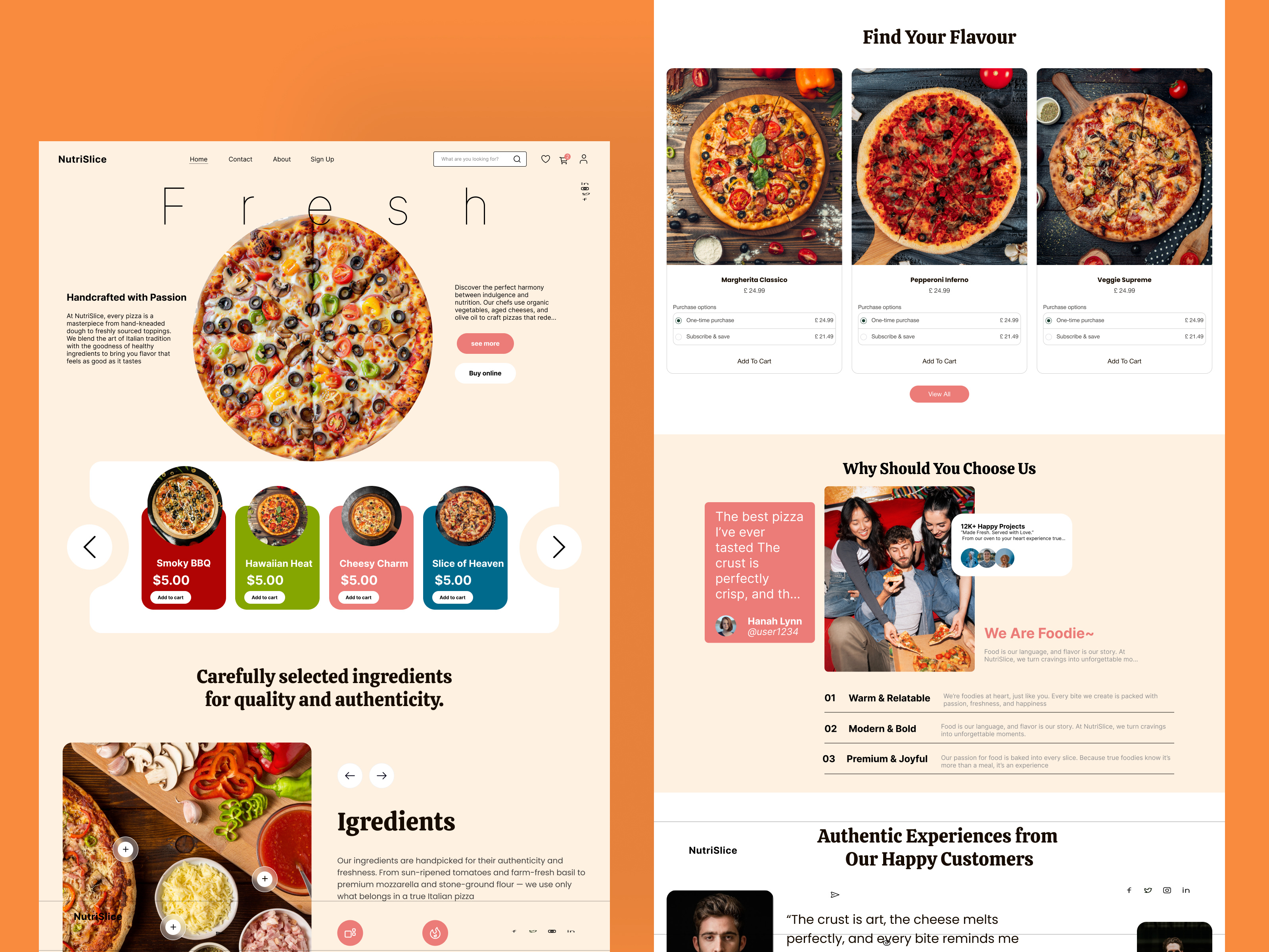 NutriSlice - Modern Pizza Brand Landing Page adobe xd clean ui design figma food interface design modern design ui ux