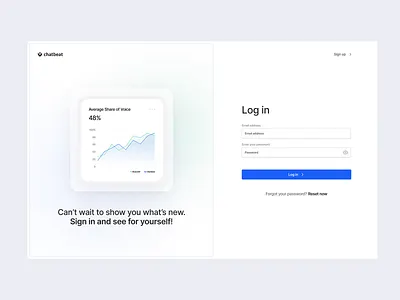 Login page of Chatbeat dashboard desktop app gradients light theme login minimal ui ux web application white