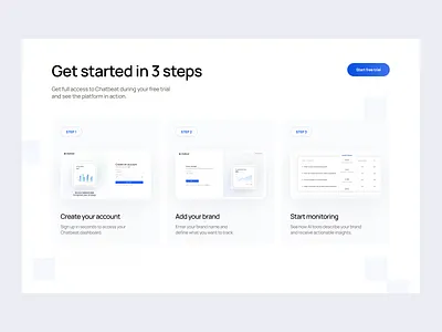 Chatbeat section web design tutorial blue desktop figma graphic design light theme stepper steps ui design ui ux web design website white