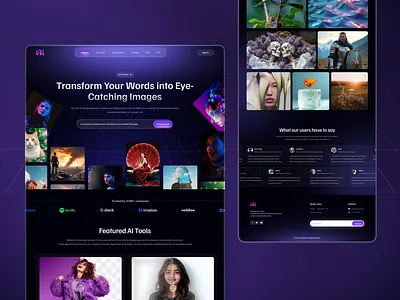 Text to Image Generator – Landing Page UI aigenerator aiwebsite artificial intelligence clean design creative website dribbbleshot image generator landing pages design modern ui product design rakib hassan rakib hassan design saas design saas website design texttoimage ui design uiuxdesign ux design webappdesign website design