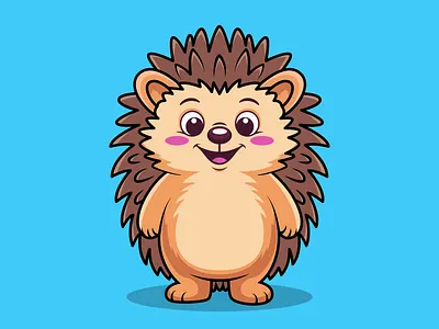 Cute Hedgehog Cartoon Character adorable animal cartoon character cute design forest hedgehog illustration logo mammal nature vector wildlife