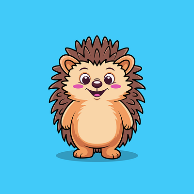 Cute Hedgehog Cartoon Character adorable animal cartoon character cute design forest hedgehog illustration logo mammal nature vector wildlife