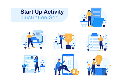 Start Up Activity Illustration Set teamwork