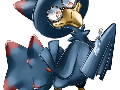 gemstone necklace art bird murkrow pokemon