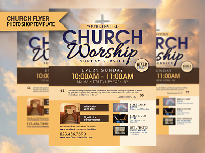 Church Worship Flyer Template Design branding church flyer graphic design photoshop religion template worship