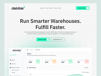 SaaS Warehouse Management Landing Page b2b design figma framer ideapeel landingpage logistics productdesign saas uiux webapp webflow wms