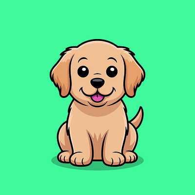 Cute cartoon golden retriever puppy animal canine cartoon cute dog friend golden happy illustration mammal pet puppy retriever