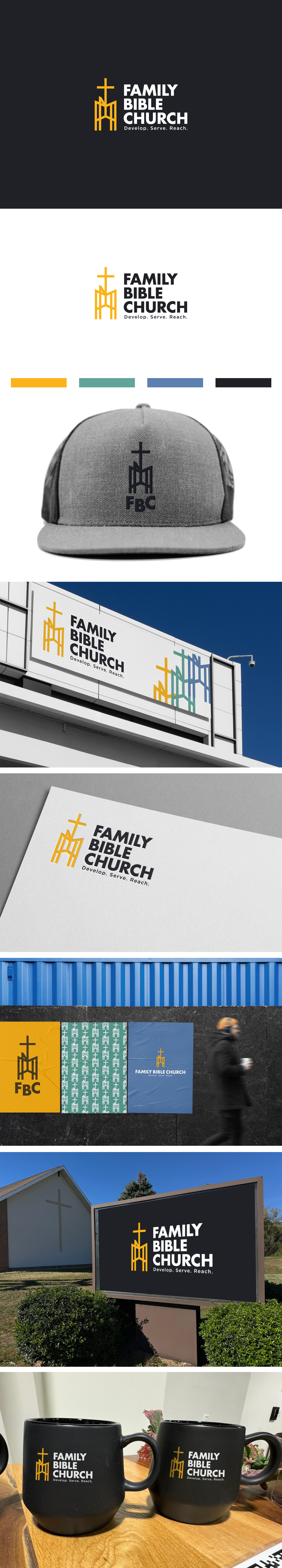 FBC bible christianity church cross family logo modern religion