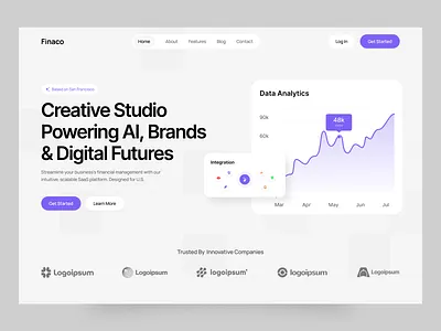 Finaco - Fintech Header section automation finance financial fintech header saas saas website ui ui ux ux
