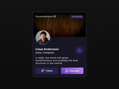 Profile card card design profile ui ux