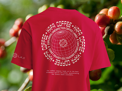 Kafa - Tshirt branding coffee compass design explorer graphic design kafa merch red tshirt worldwide