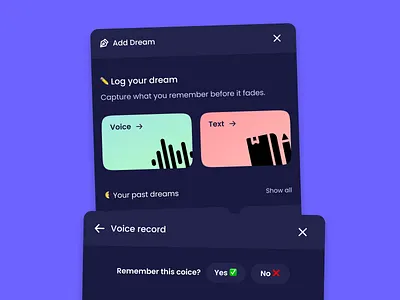 Add Dream page for my Dream journal app ui