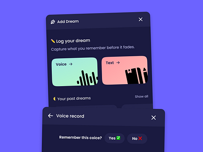 Add Dream page for my Dream journal app ui