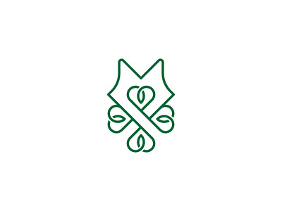 Elegant Clover Fox Logo animal animals beauty brand and identity clover elegant face green head heart logo luck lucky minimilist monoline nature plant premade logos smart wild