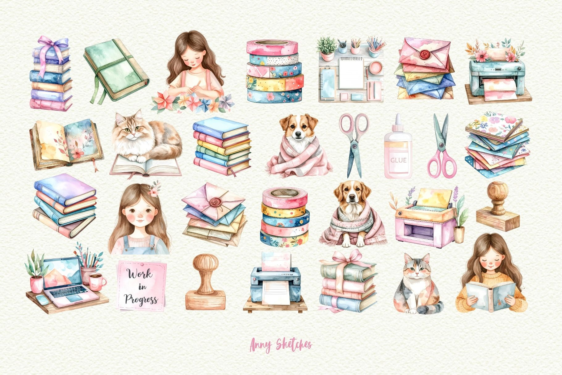 Example of Watercolor Clipart Set — 10 Elements