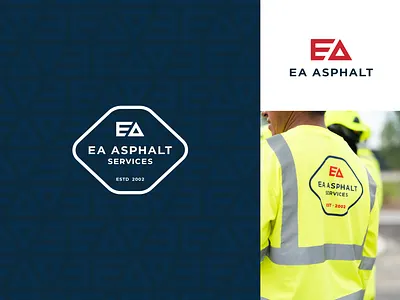 EA Asphalt Rebrand asphalt blue blue collar branding clean construction logo modern paving red simple