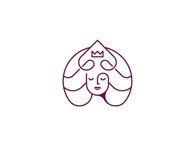 Spade Queen Logo ace beauty boutique brand and identity cosmetic face game gaming geek girl head logo minimilist premade logos queen royal salon sexy spade stylish