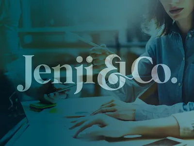Jenji & Co. ampersand blue bold branding co collaboration communication company custom events feminine g graphic design j jenji logo mark marketing sophisticated typography
