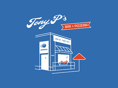 Tony P's Pizzeria Illustration - bar brand identity colorado denver illustration line drawing logo pizza shop pizzeria pizzeria brand identity pizzeria branding vector