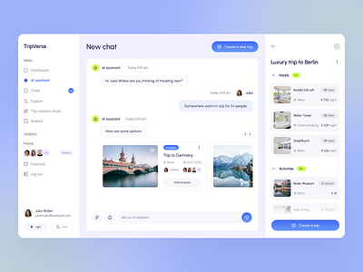 AI-powered travel companion for smarter adventures ai ai assistant booking app chat interface clean ui concept design dashboard dashboard design exploration minimal design planner app product design productdesign smart travel travel travel app travel planner ui ux