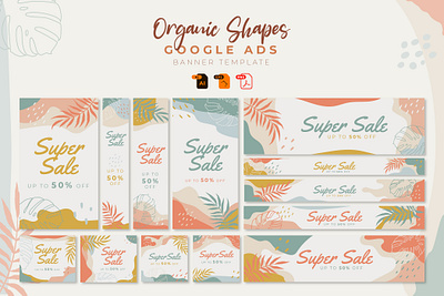 Organic Shapes Google Ads Banner Template abstract ads banner design google graphic design organic typography