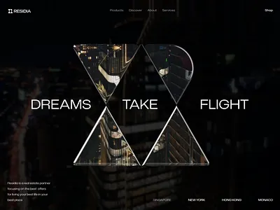 Residia Logo and Hero Section Concept 3d animation branding hero identity landing page lepisov logo luxury motion premium property real estate section ui ux webdesign website