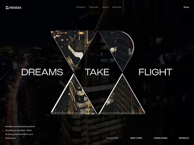 Residia Logo and Hero Section Concept 3d animation branding hero identity landing page lepisov logo luxury motion premium property real estate section ui ux webdesign website