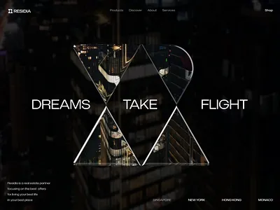 Residia Logo and Hero Section Concept 3d animation branding hero identity landing page lepisov logo luxury motion premium property real estate section ui ux webdesign website