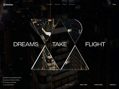 Residia Logo and Hero Section Concept 3d animation branding hero identity landing page lepisov logo luxury motion premium property real estate section ui ux webdesign website