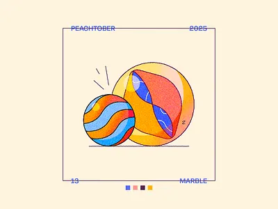 Peachtober Day 13: Marble 2d ball game grain illustration marble peachtober retro sphere vintage