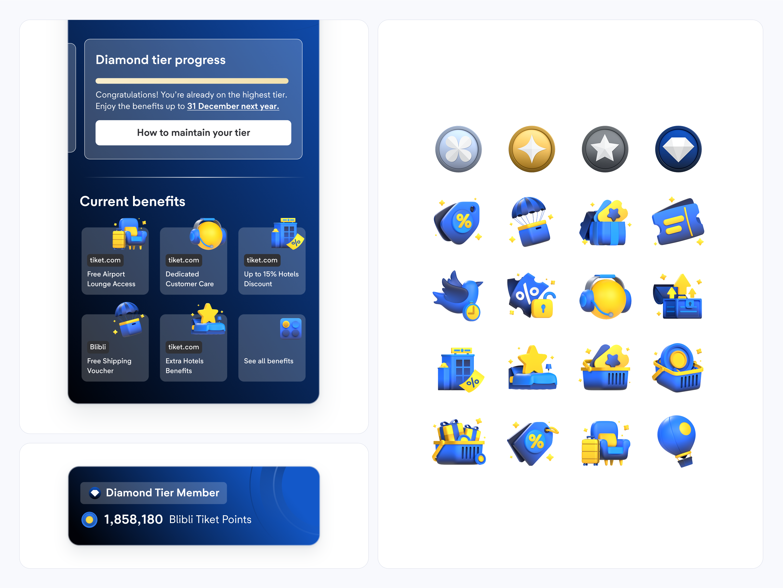 Blibli Tiket Rewards ▪ Tiers 3d 3d icon 3d illustration art direction design icon illustration product design ui ui design
