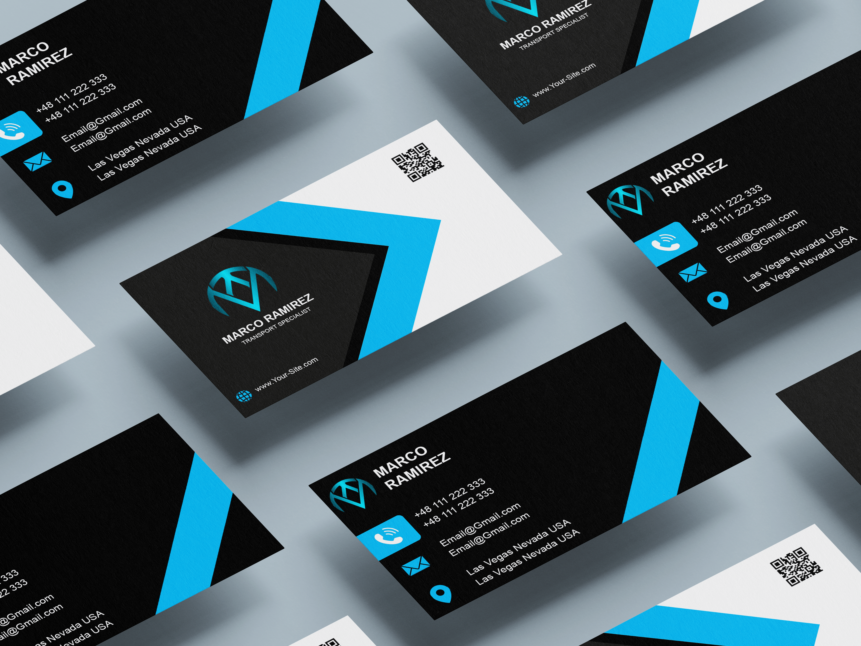 Minimal & Modern Business Card PSD — Corporate Identity Template blue black card branding template business card psd business template clean typography company branding corporate card corporate design creative layout editable psd front and back instant download minimal card modern business card modern identity photoshop template print ready file professional card qr business card sleek design