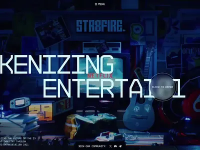 Web3 Music Experience | STR8FIRE Landing Page By CoactionX 3d animation branding motion graphics ui