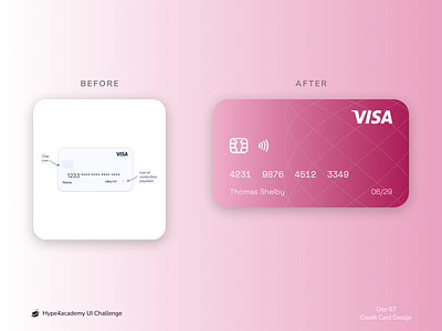 Daily UI Challenge #07 - Credit Card creditcard dailyui figma hype4academy pink ui uidesign uiux ux