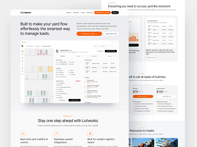 Yard Management Logistics Landing Page app b2b dashboard dfg heavy ops landing page logistics management product design saas shipping supply chain tms transportation ui ux web app web design website yms