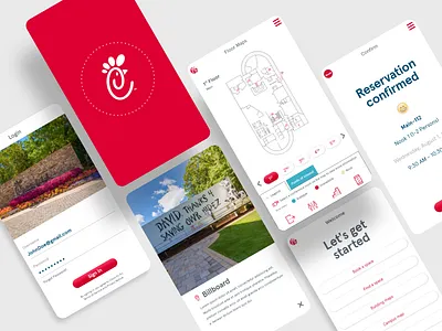 Chick-fil-A Mobile Hotelling App appdesign brandexperience chickfila designsystem digitaldesign hotellingapp mobileapp productdesign uidesign uxdesign workplacedesign