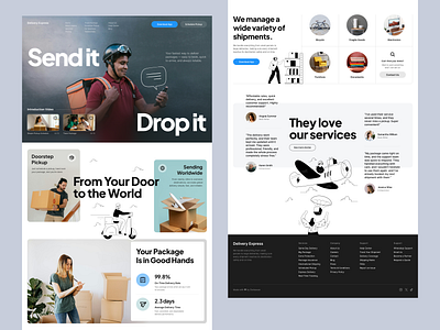 Design Exploration - Landing Page Delivery Company branding card clean delivery express design doodles illustration landing page layout package photography typography ui ux website whitespace