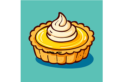 Cartoon Pie with Whipped Cream bakery baking cartoon concept cooking cuisine delicious dessert eat eating element food gourmet meal pastry pie recipe snack taste tasty